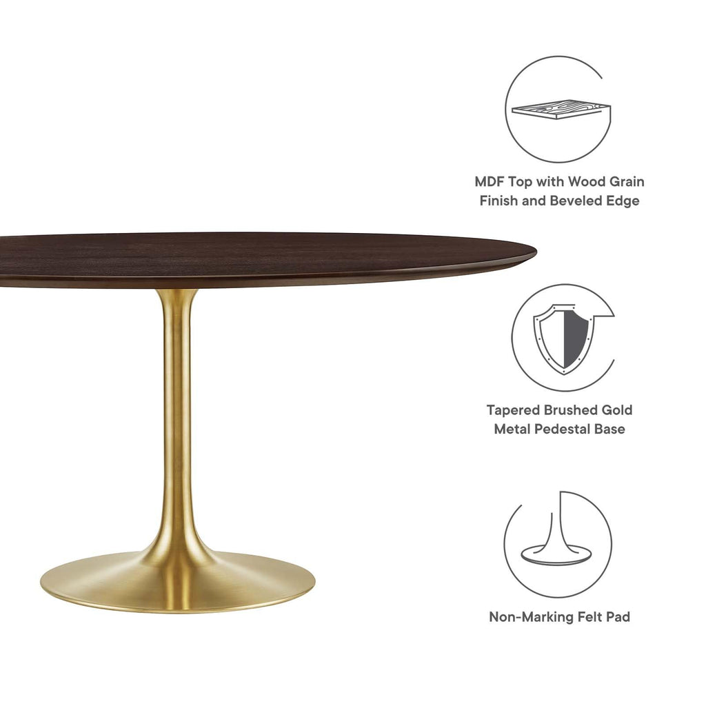 Modway Lippa Dining Table, 60", Gold Cherry Walnut