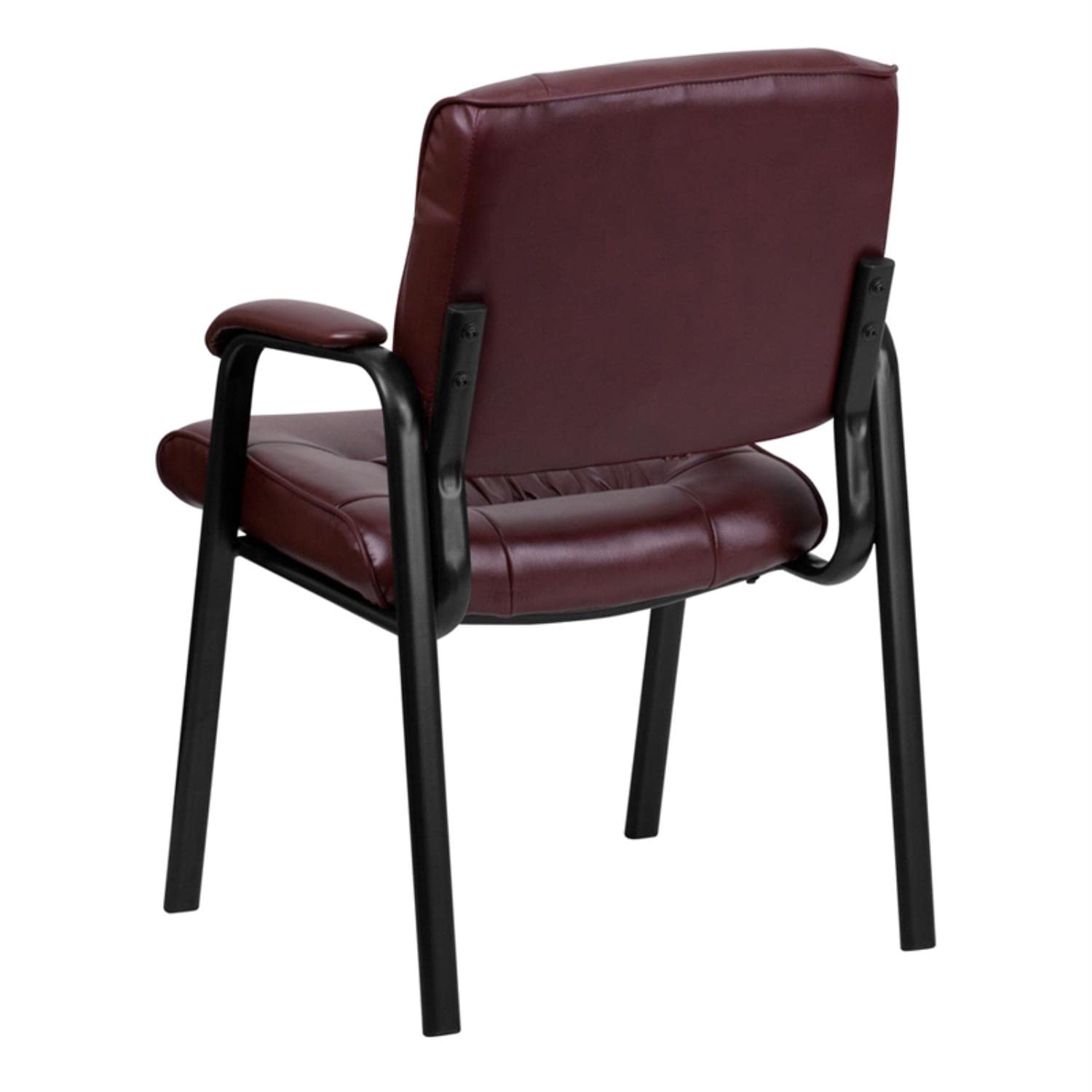 Haeger Leather Soft Tufted Executive Reception Chair with Padded Armrests, Upholstered Side Chair for Living Room or Office, Burgundy