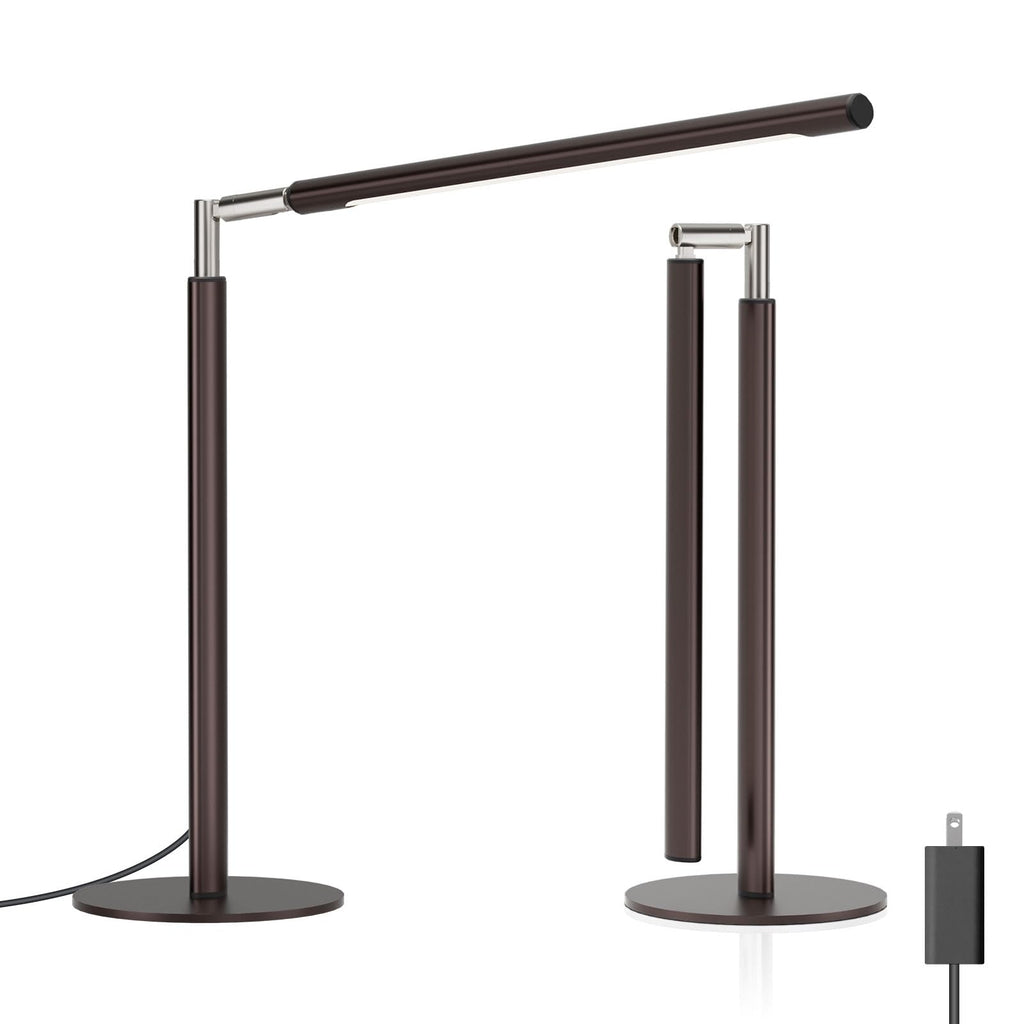 Brown LED Desk Lamp - 16" Foldable Metal Desk Light with Base, 15W, 1200LM, Dimmable Color Changing Table Lamp for Reading Study, Modern Table Lamp for Home Office Laptop College Dorm