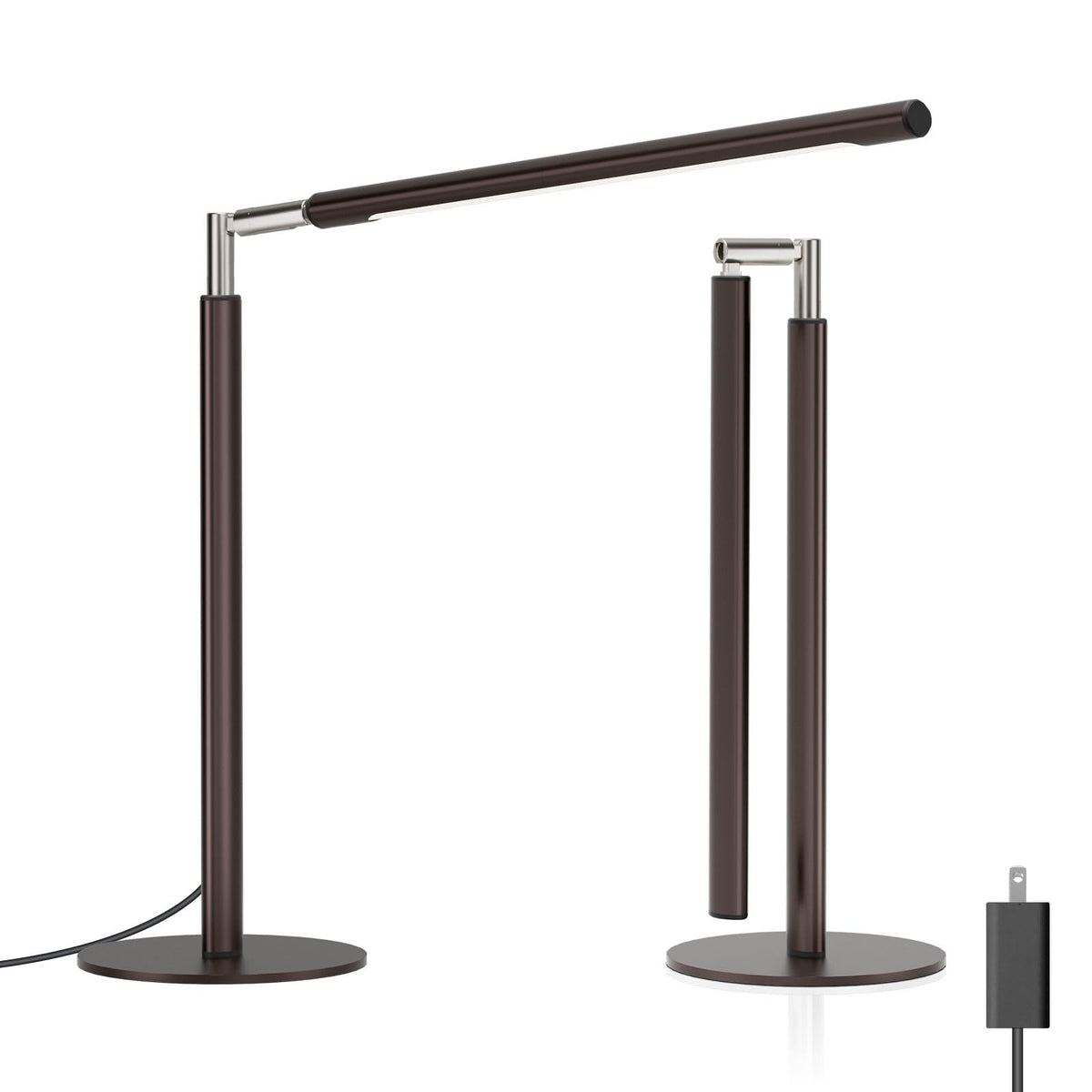 Brown LED Desk Lamp - 16" Foldable Metal Desk Light with Base, 15W, 1200LM, Dimmable Color Changing Table Lamp for Reading Study, Modern Table Lamp for Home Office Laptop College Dorm