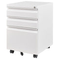 3 Drawer Mobile File Cabinet with Lock, Under Desk Metal Filing Cabinets for Home Office Organizer Letters/Legal/A4(Fully Assembled-White)