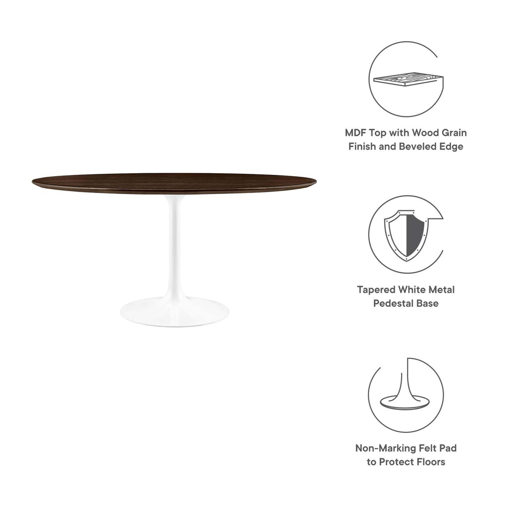 Modway Lippa Dining Table, 60", White Cherry Walnut