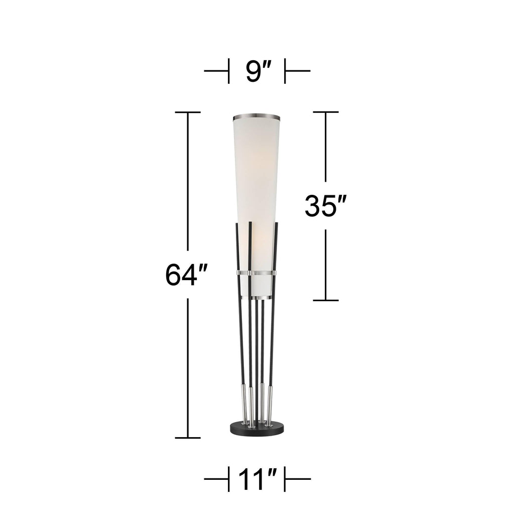 Flute 64" Tall Satin Black Floor Lamp with Smart Socket