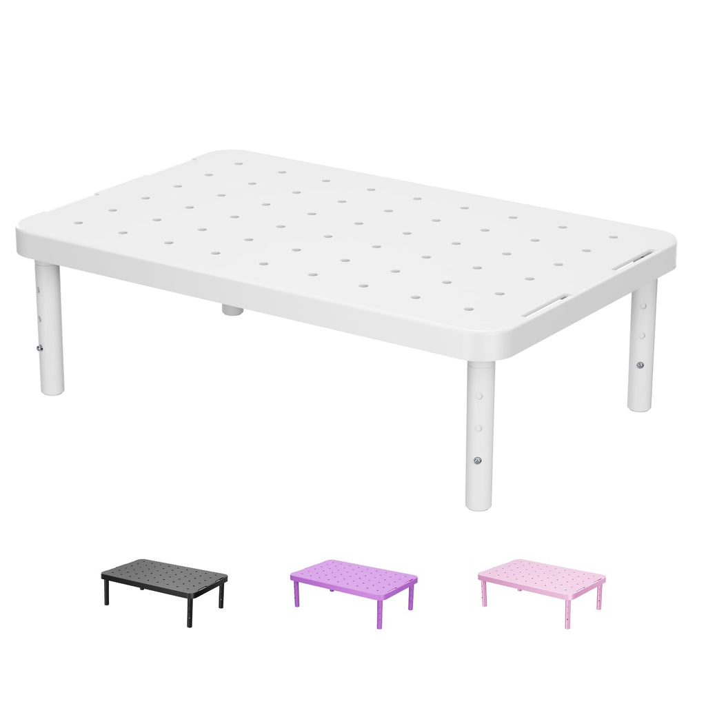 Computer Monitor Stand for Desk, Adjustable Laptop Riser, Desk Monitor Stand Underneath Storage for Office, Home, School Supplies (PTT001-W), 1 Pack, White