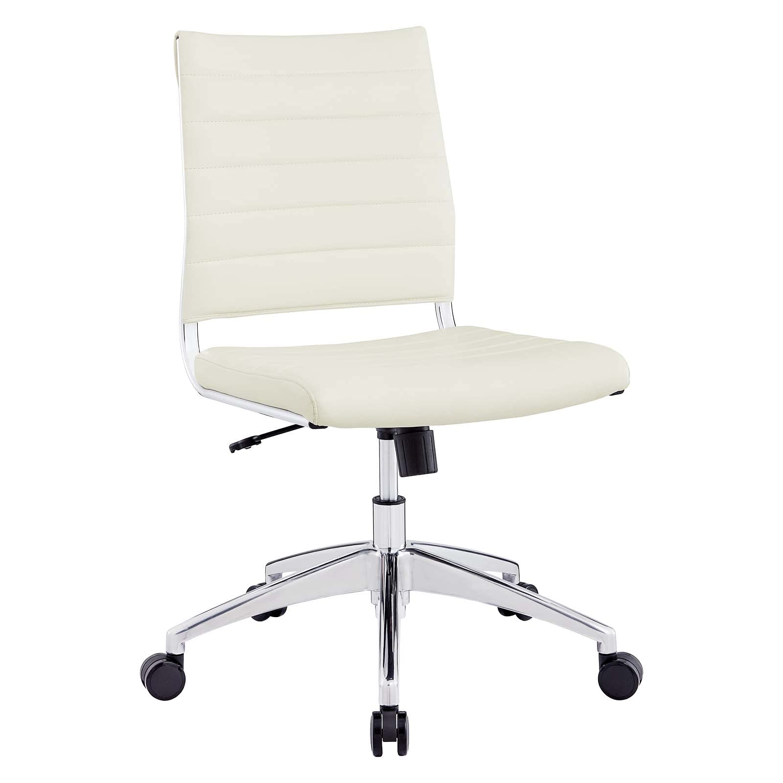 Ribbed Armless Mid Back Swivel Conference Chair In White