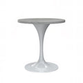 Verve Modern Round Dining Table, White Resin Tabletop with Stainless Steel Pedestal Base, Contemporary Kitchen & Dining Room Table, Small Space Breakfast Nook Table (27 Inch)
