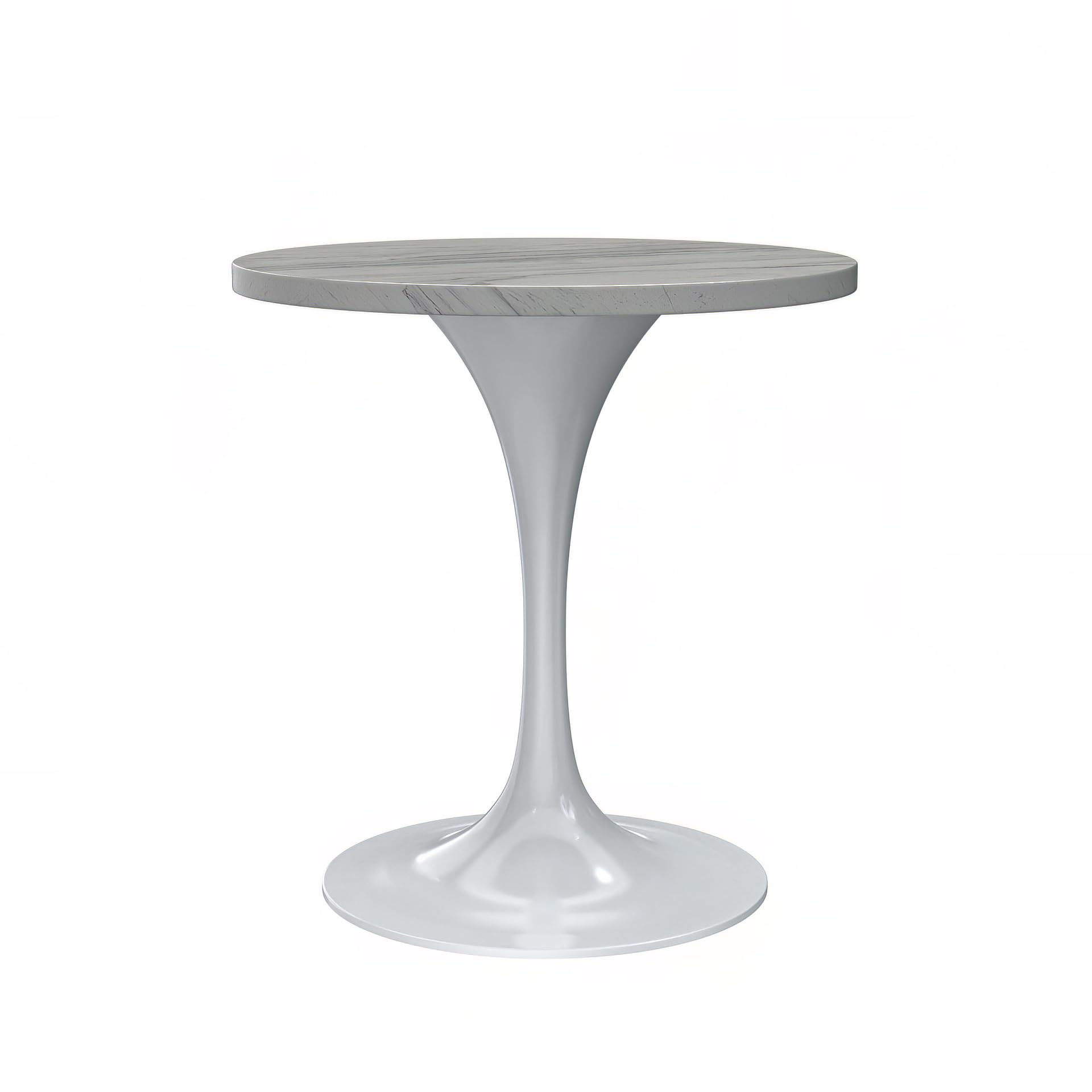 Verve Modern Round Dining Table, White Resin Tabletop with Stainless Steel Pedestal Base, Contemporary Kitchen & Dining Room Table, Small Space Breakfast Nook Table (27 Inch)