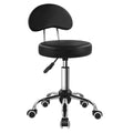 Rolling Stool with Mid Back Height Adjustable Chair PU Leather Swivel Chair with Wheels for Office Home Task Drafting (Black)
