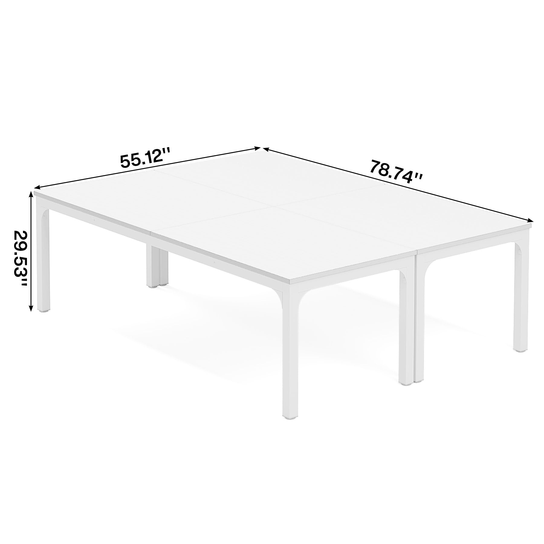 6.5 FT Conference Room Table, 78.74" W x 27.56" D Large Office Conference Table, Modern Seminar Meeting Table Desk for Boardroom, Meeting Room (2, White)