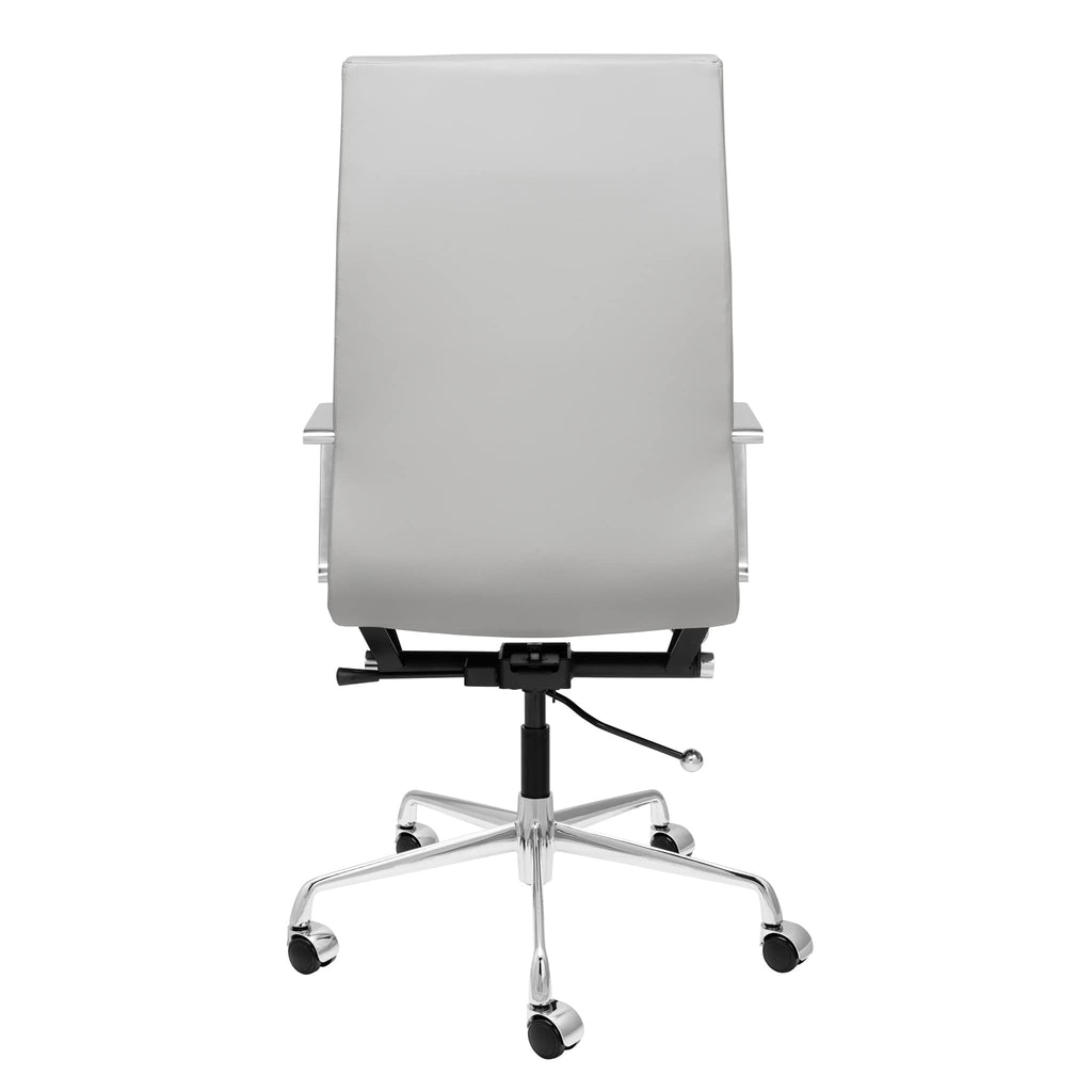Ribbed Office Chair - Tall Back Desk Chair with Arm Rest, Swivel & Cushion Availability, Made of Faux Leather, Grey, Computer Chair