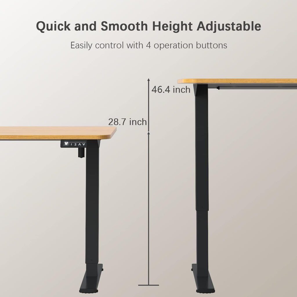 Electric Height Adjustable Standing Desk Large 55 x 24 Inches Sit Stand Up Desk Home Office Computer Desk Memory Preset with T-Shaped Metal Bracket, Maple
