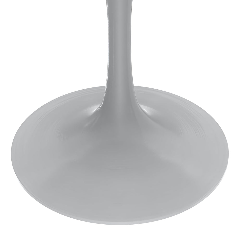 Verve Modern 48" Round Dining Table with Sintered Stone Tabletop in White Steel Pedestal Base for Kitchen and Dining Room (Grey)