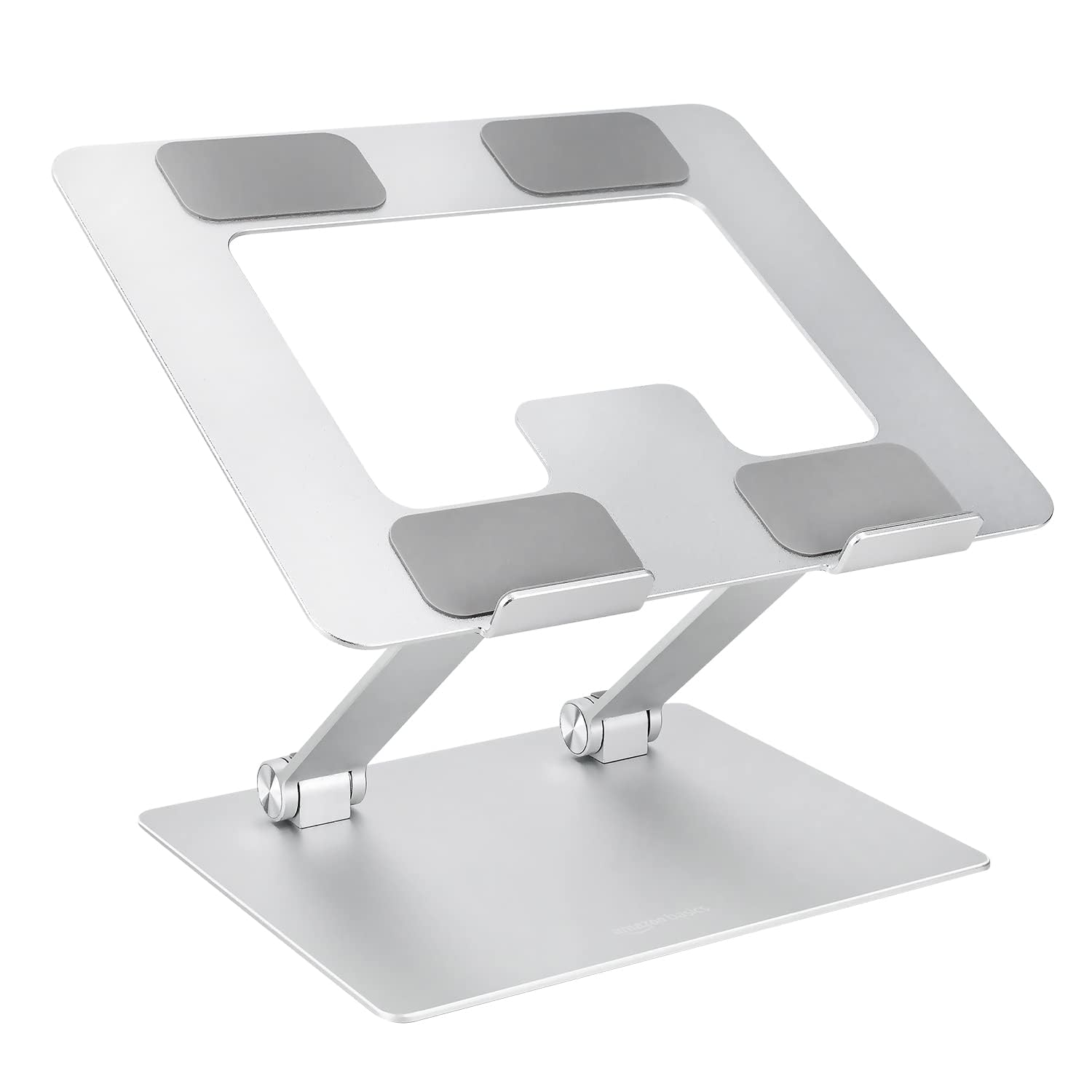 Sturdy and Portable Ergonomic Laptop Stand for Desk, Height Adjustable Riser with Ventilated Cooling, Foldable, Fits all Laptops up to 15.6 Inch, Silver