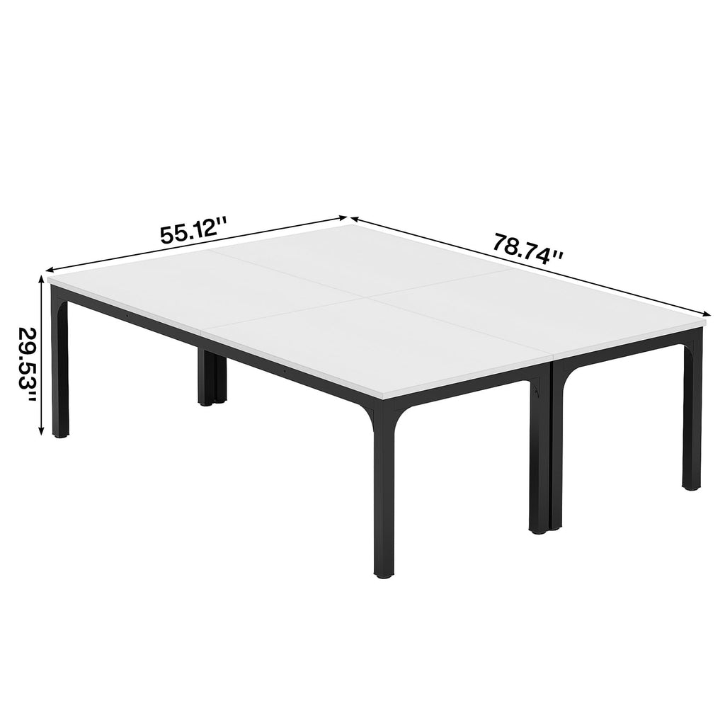6.5 FT Conference Room Table, 78.74" W x 27.56" D Large Office Conference Table, Modern Seminar Meeting Table Desk for Boardroom, Meeting Room (2, White and Black)