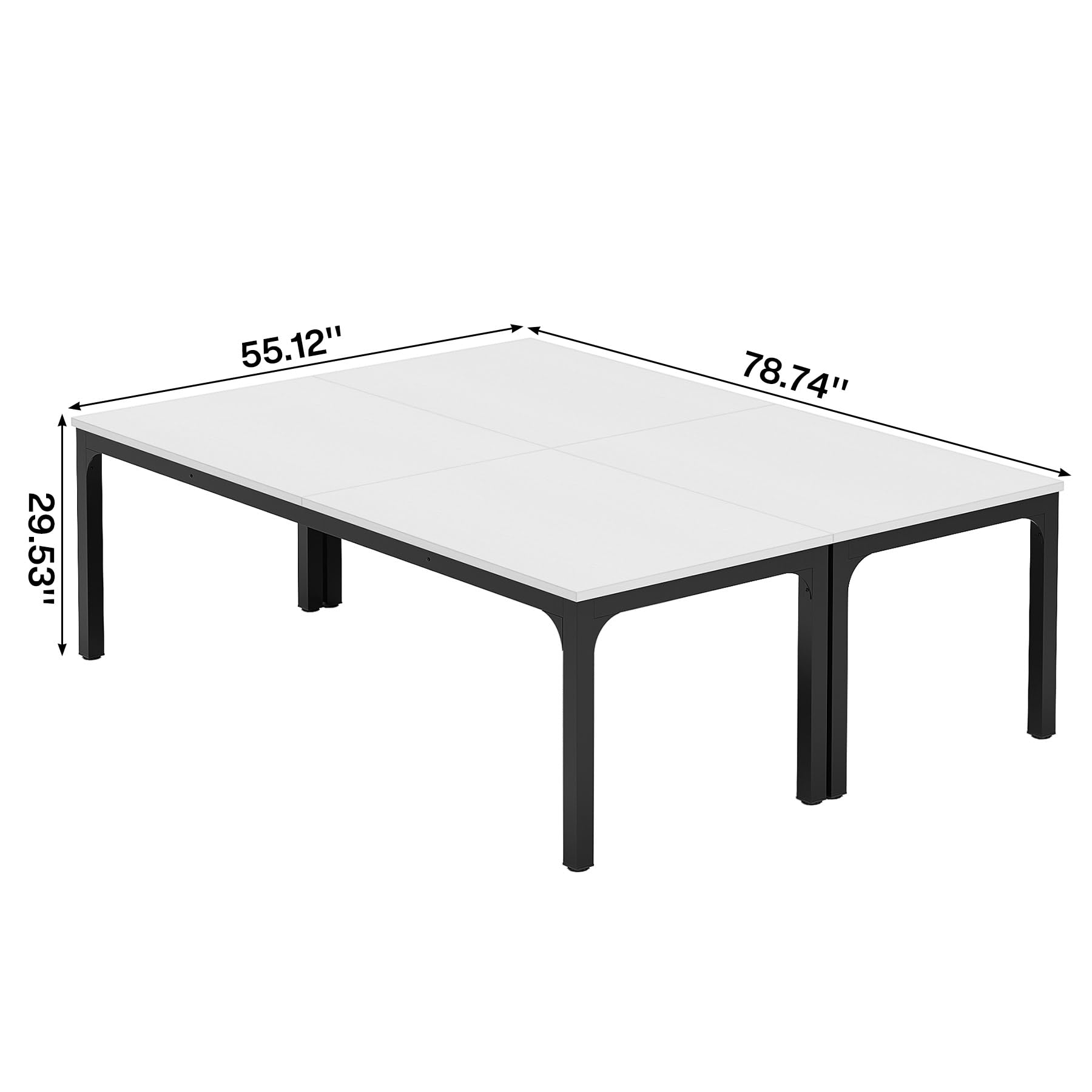 6.5 FT Conference Room Table, 78.74" W x 27.56" D Large Office Conference Table, Modern Seminar Meeting Table Desk for Boardroom, Meeting Room (2, White and Black)