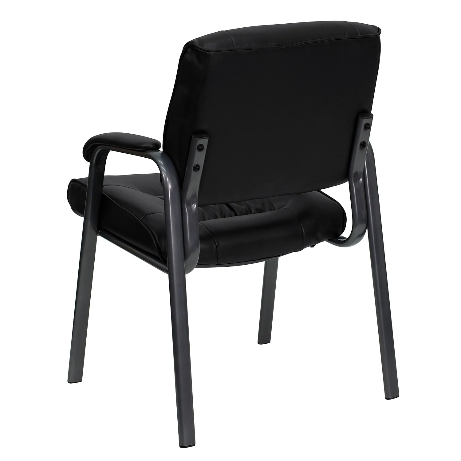 Haeger Black LeatherSoft Executive Side Reception Chair with Titanium Gray Powder Coated Frame