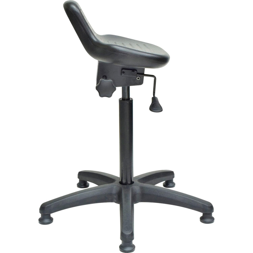 Height Adjustable Ergonomic Sit Stand Stool with 5-Star Base, 23"H to 33-1/2"H, Steel Frame, Polyurethane Seat, 250 Lb. Capacity, Black