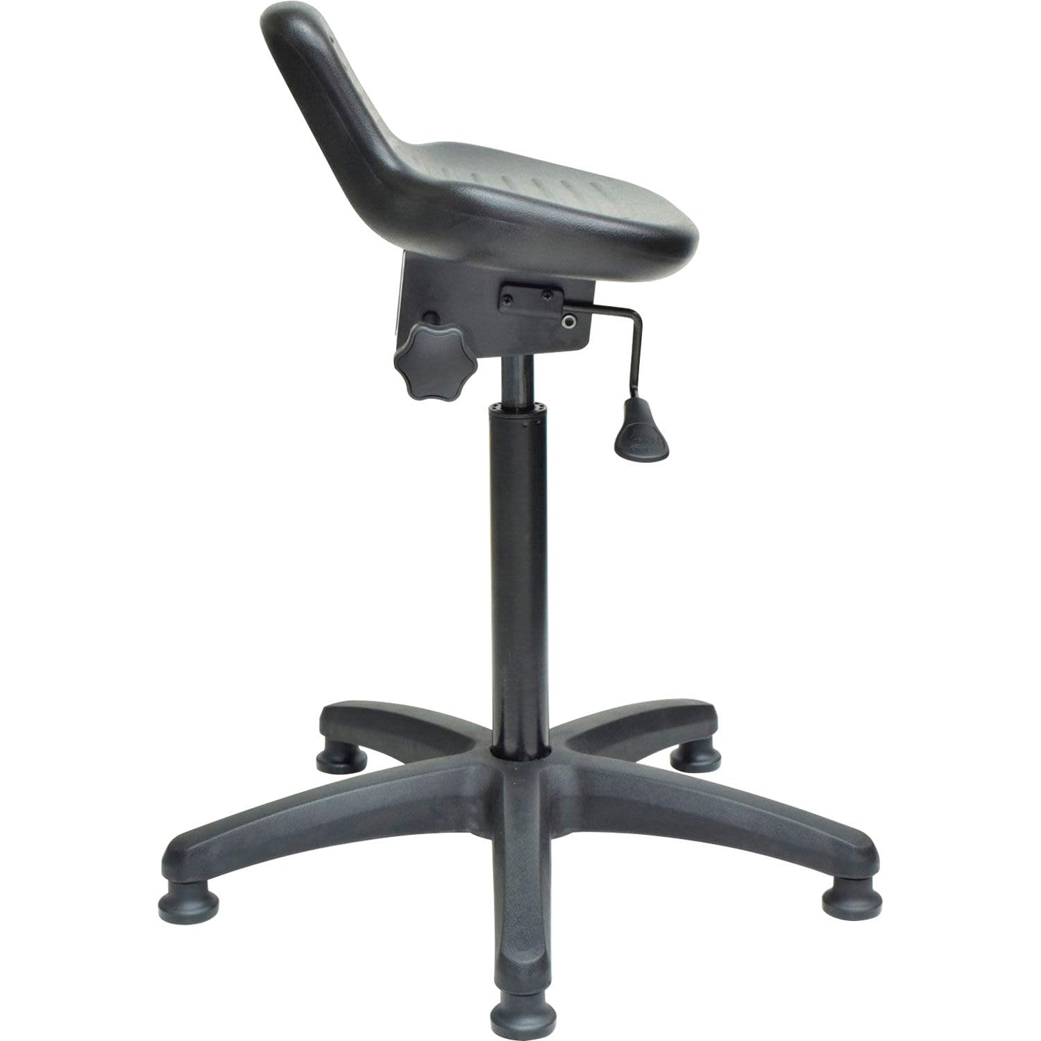 Height Adjustable Ergonomic Sit Stand Stool with 5-Star Base, 23"H to 33-1/2"H, Steel Frame, Polyurethane Seat, 250 Lb. Capacity, Black