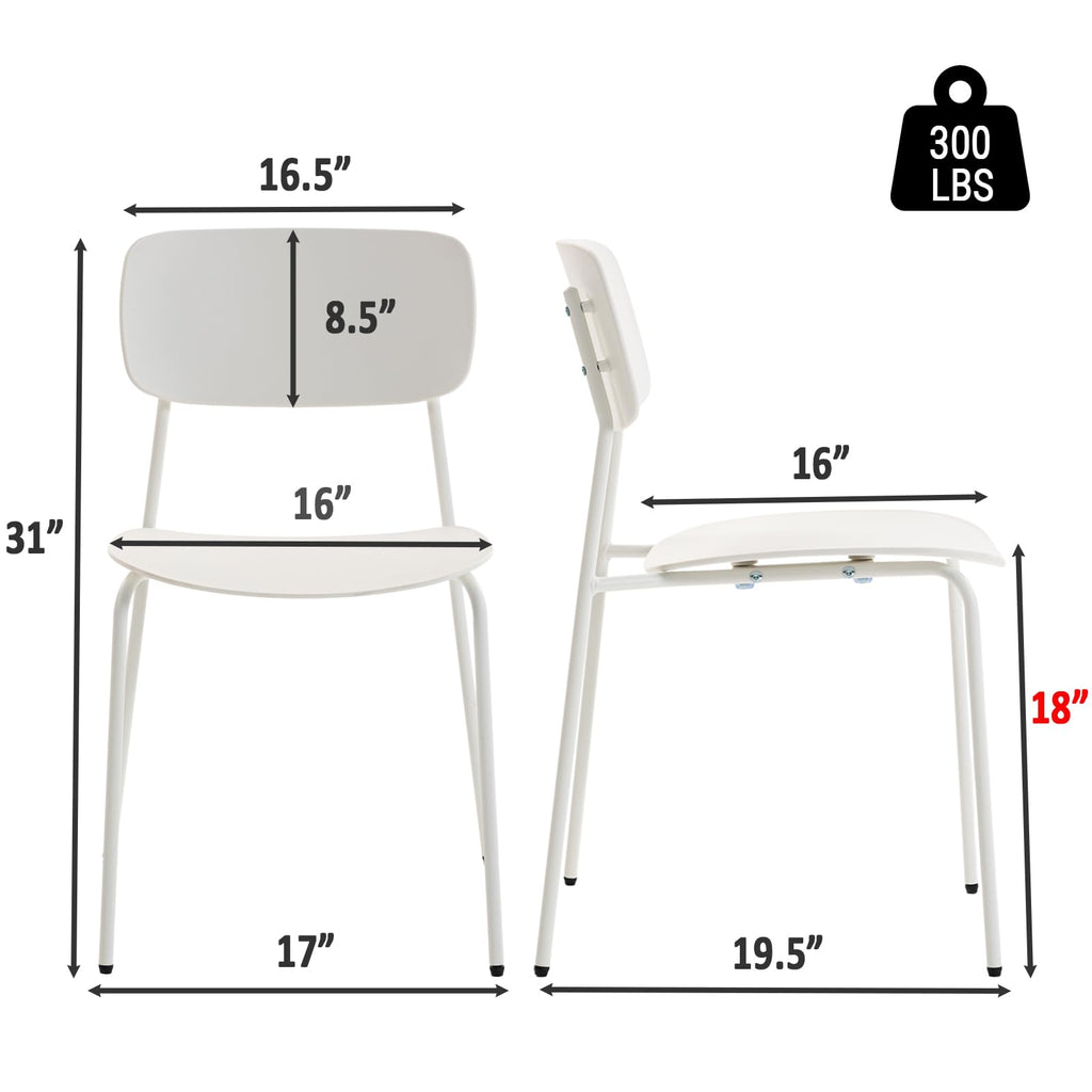 Conference Room Chairs Stackable Set of 4, Reception Chairs with Plastic Seat, Stacking Chairs for Waiting Break Room Classroom Clearance, White