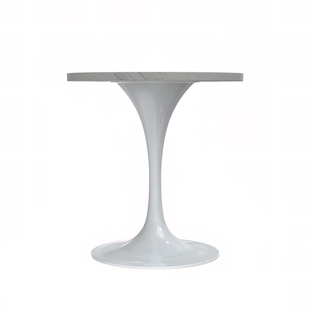 Verve Modern Round Dining Table, White Resin Tabletop with Stainless Steel Pedestal Base, Contemporary Kitchen & Dining Room Table, Small Space Breakfast Nook Table (27 Inch)