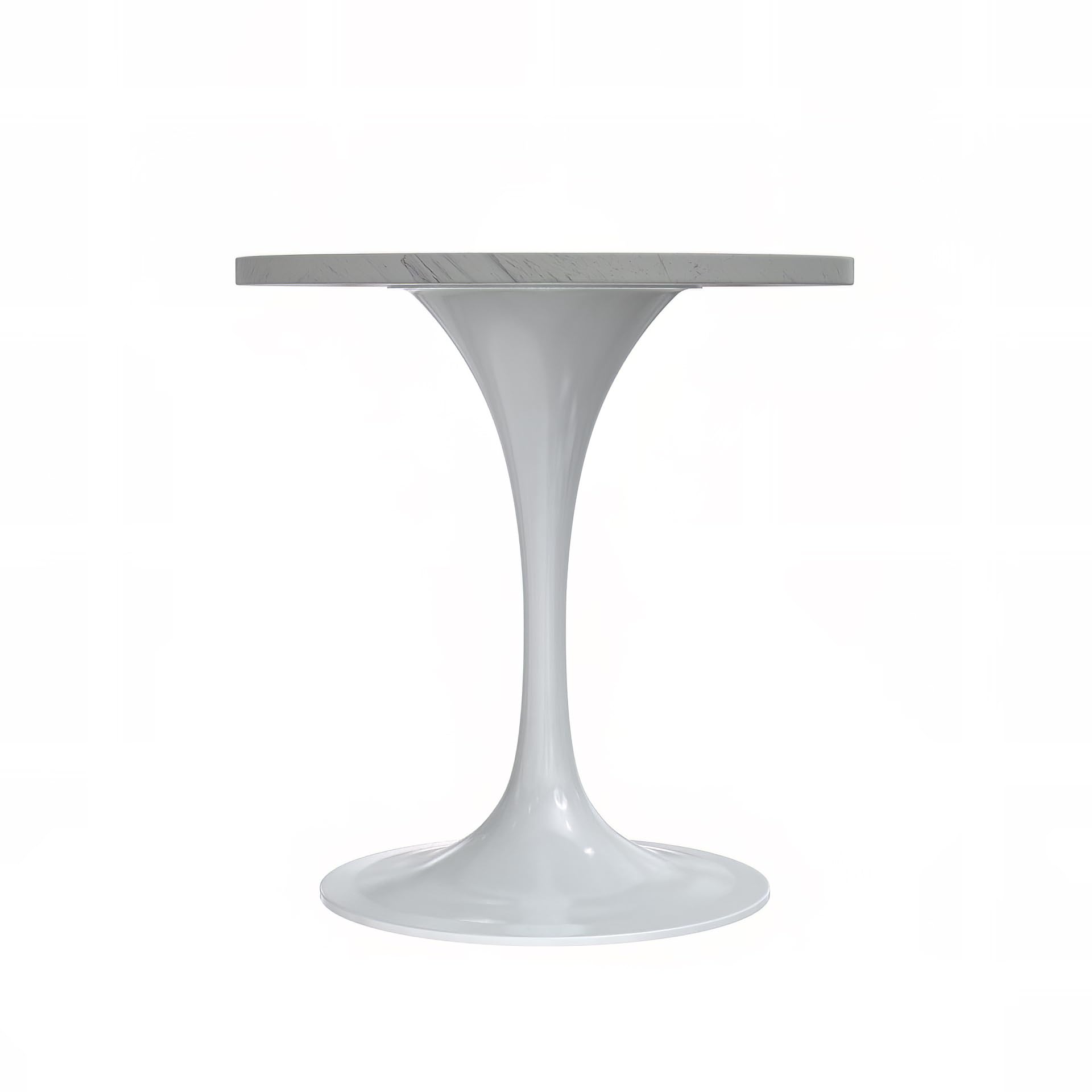 Verve Modern Round Dining Table, White Resin Tabletop with Stainless Steel Pedestal Base, Contemporary Kitchen & Dining Room Table, Small Space Breakfast Nook Table (27 Inch)