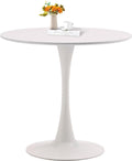 TUOMUR White Round Dining Table, 31.5" Circle Tulip Table Kitchen Round Dining Table for 2-4 People with Thickened Top and Metal Pedestal, Mid Century Leisure Table for Home, Dining Room, Cafe