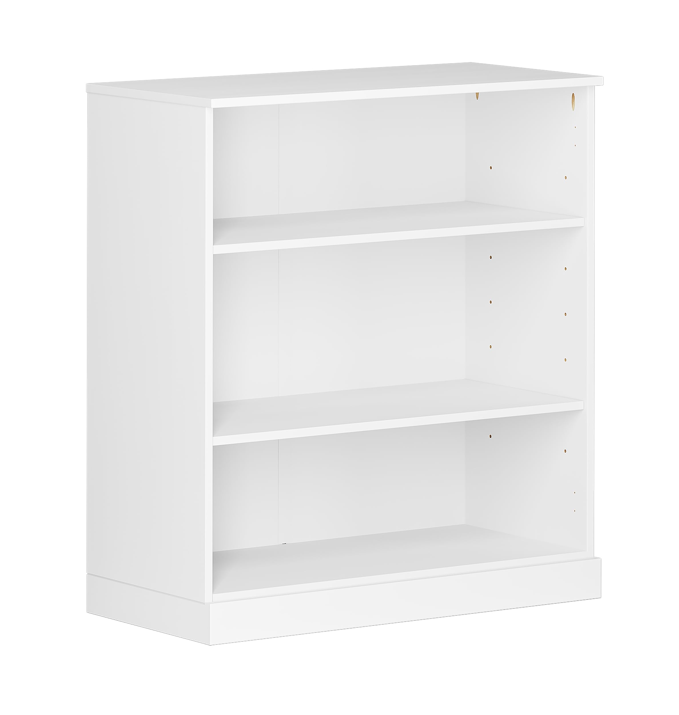 Solid Wood Bookcase - 3-Tier Floor Standing Bookshelf - 36" Short Storage Shelf, 32” Wide - White, Display Furniture for Living Room, Renewable 100% Eco-Friendly Wood, Made in Brazil