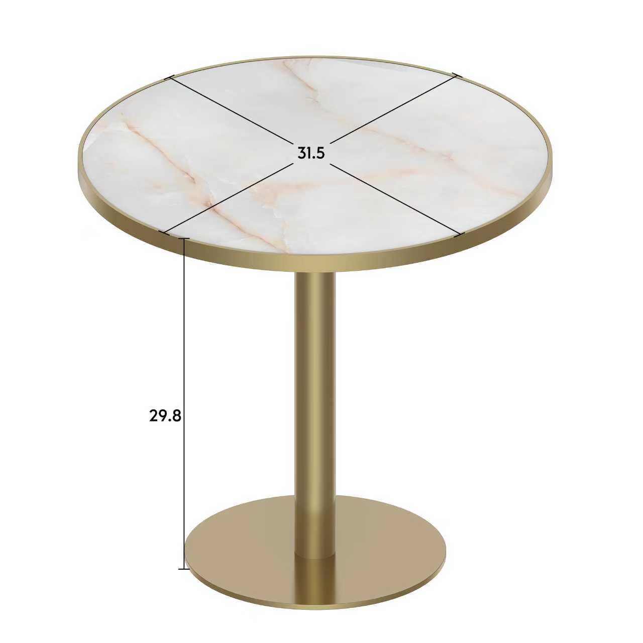 31.5" Round Tulip Dining Table, Mid-Century Tulip Table Kitchen Tulip Dining Table 2 People with Faux Marble Table Top & Stainless Steel Base for Office Living Room