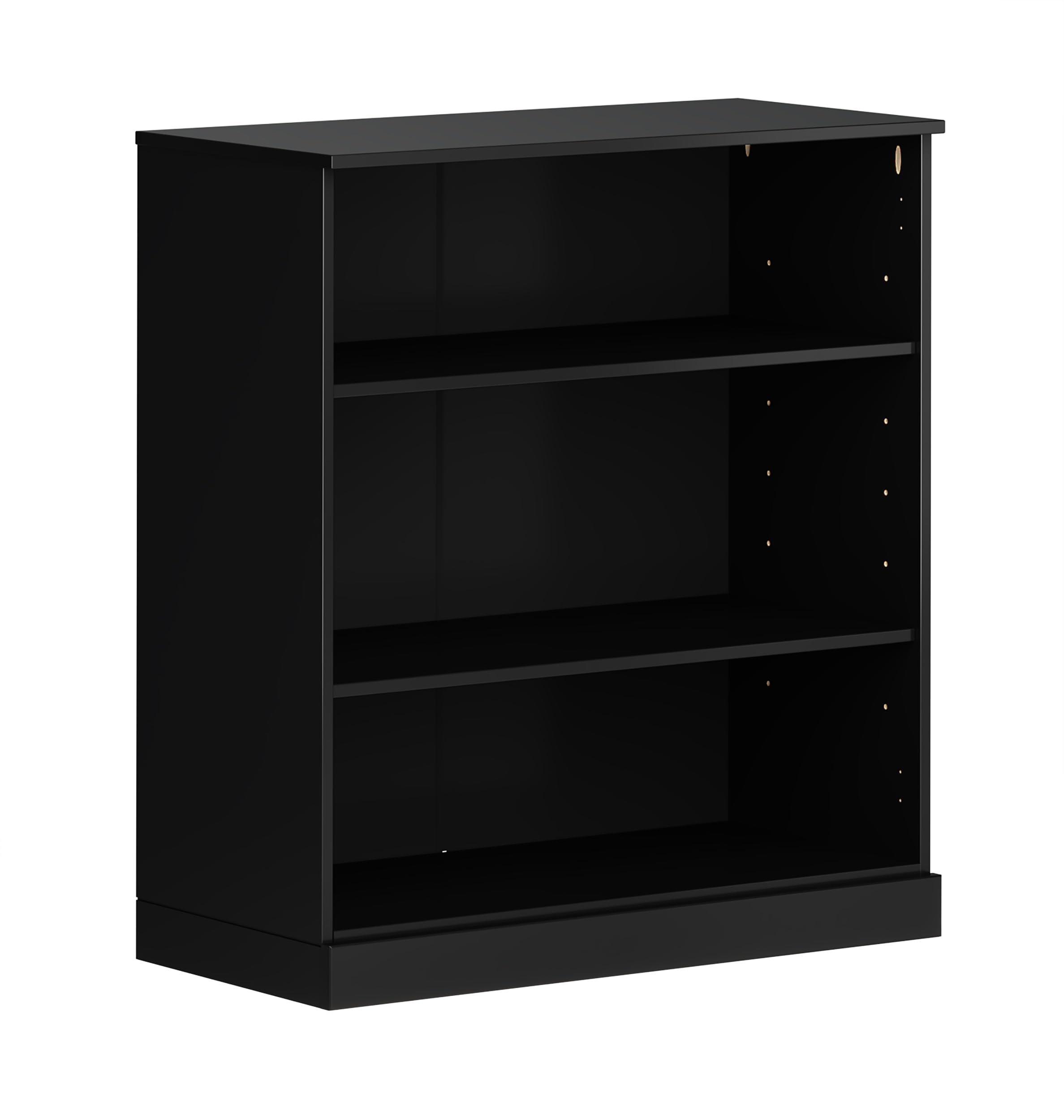 Solid Wood Bookshelf - 32” W x 36" H - 3 Shelf Bookcase - Black, Short Bookcase with Adjustable Shelves for Living Room Display Furniture, 100% Eco-Friendly Wood, Modular Cabinets