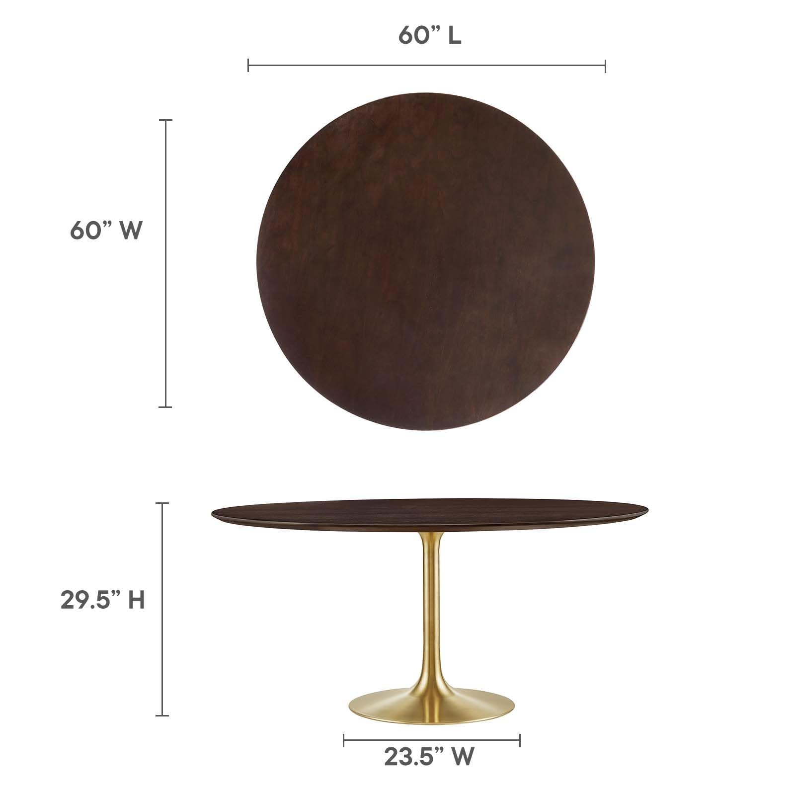 Modway Lippa Dining Table, 60", Gold Cherry Walnut
