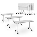 Folding Conference Table with Wheels, Flip-Top, 47.2in, 6 Pack, White
