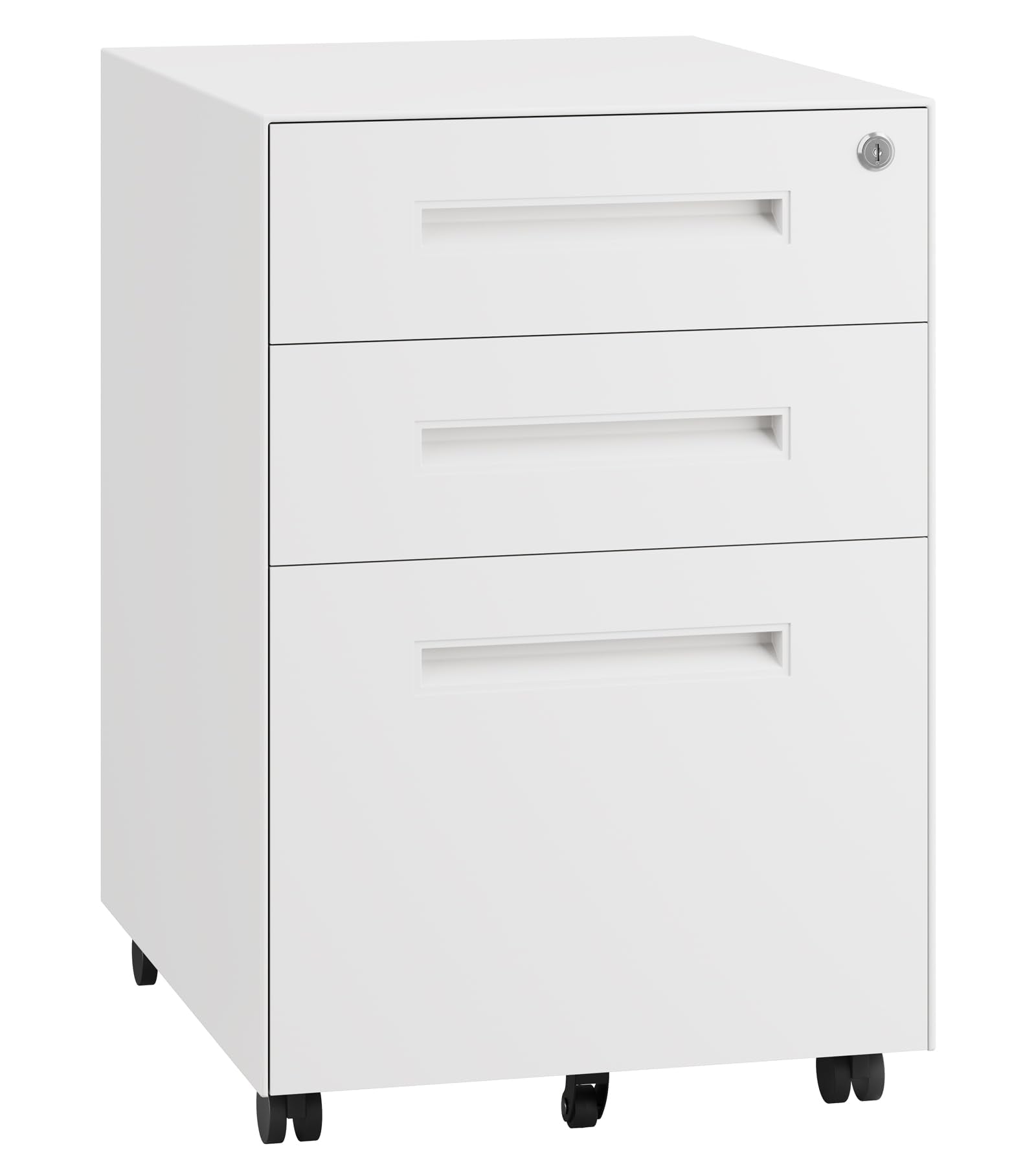 3 Drawer Metal Rolling File Cabinet Under Desk Filing Cabinet White