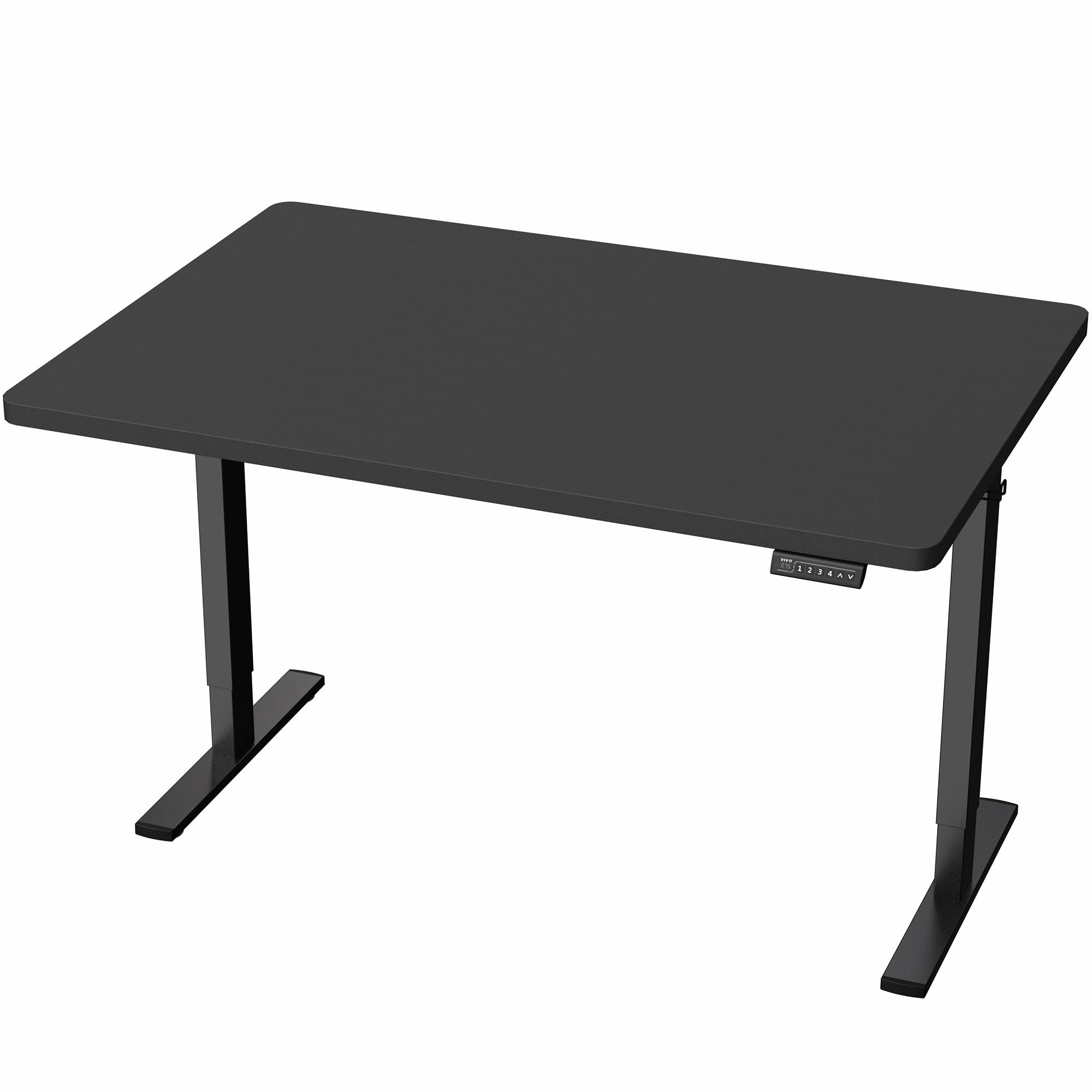 Electric 48 x 30 in Standing Desk, Memory Height Adjustment, 1B Series, Holds 220 lbs, One-Piece Black Top, Black Frame