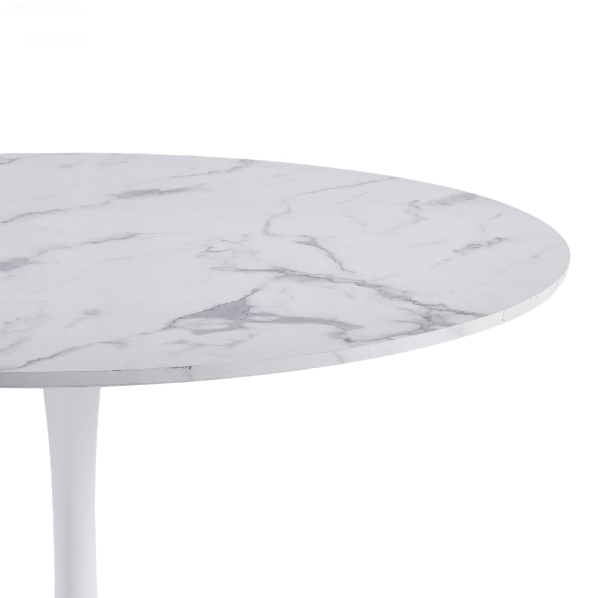 Sybrioka 42" Tulip Table for 4-6 Persons Modern Round Dining Table, Mid-Century Modern White Marble Small Kitchen Table with MDF Wooden Top, Leisure Coffee Table for Living Room, Dining Room, Office