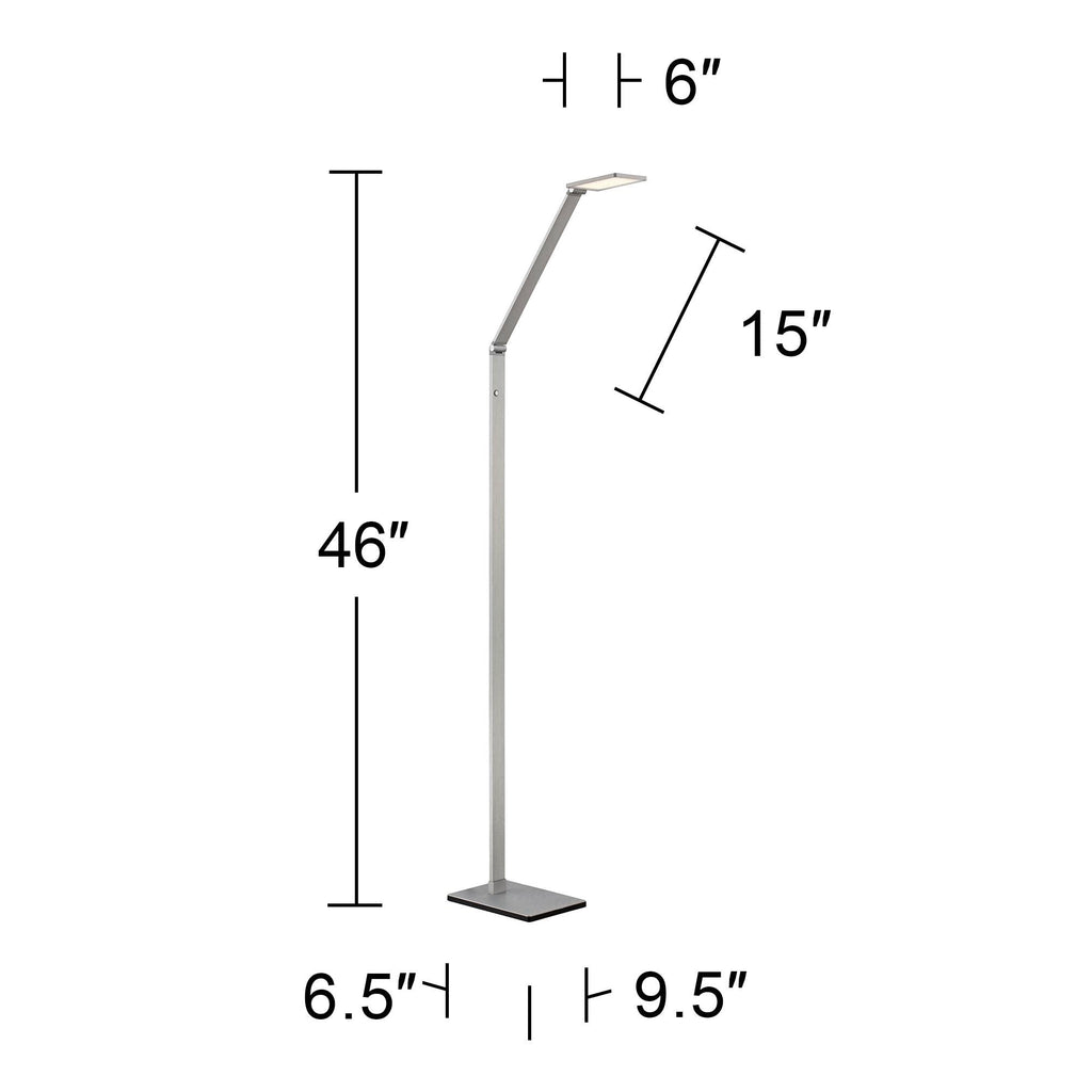 Royce Adjustable Arm Aluminum LED Task 61" Tall Floor Lamp