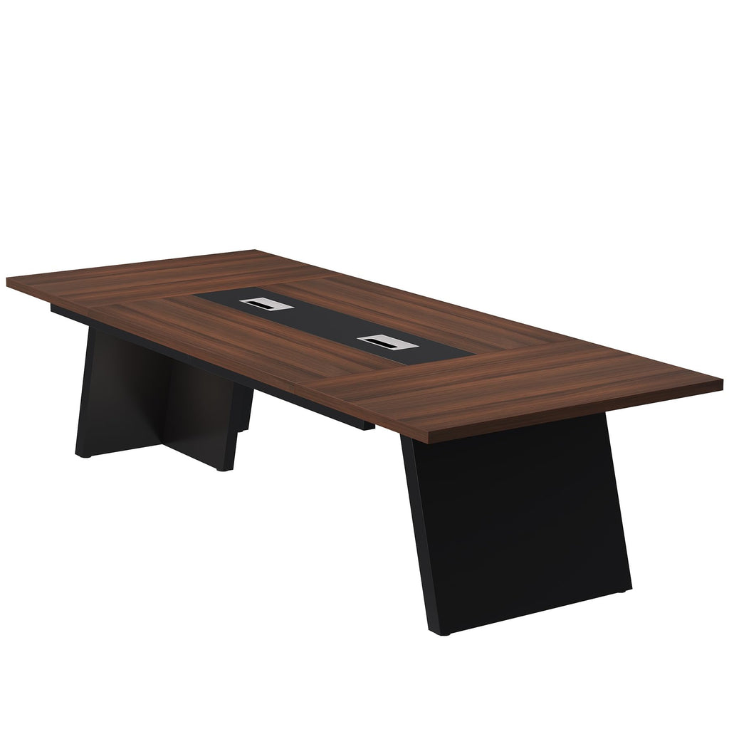 8ft Conference Table, Large Meeting Table for 8-10 People, Business Seminar Furniture for Office Conference Room, Walnut & Black (4, Walnu+ Black)