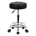Round Rolling Stool Chair PU Leather Height Adjustable Swivel Drafting Work SPA Shop Medical Salon Stools with Wheels Office Chair Small (Black)