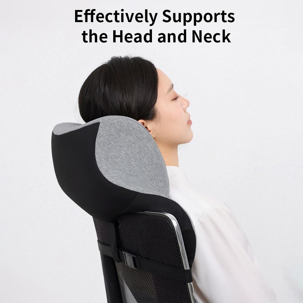 Office Chair Headrest, Adjustable Neck Support Pillow with Removable Washable Cover - Head Rest Attachment for Office Chairs and Wheelchairs, Neck Pillow for Desk Chair Napping (Blue)