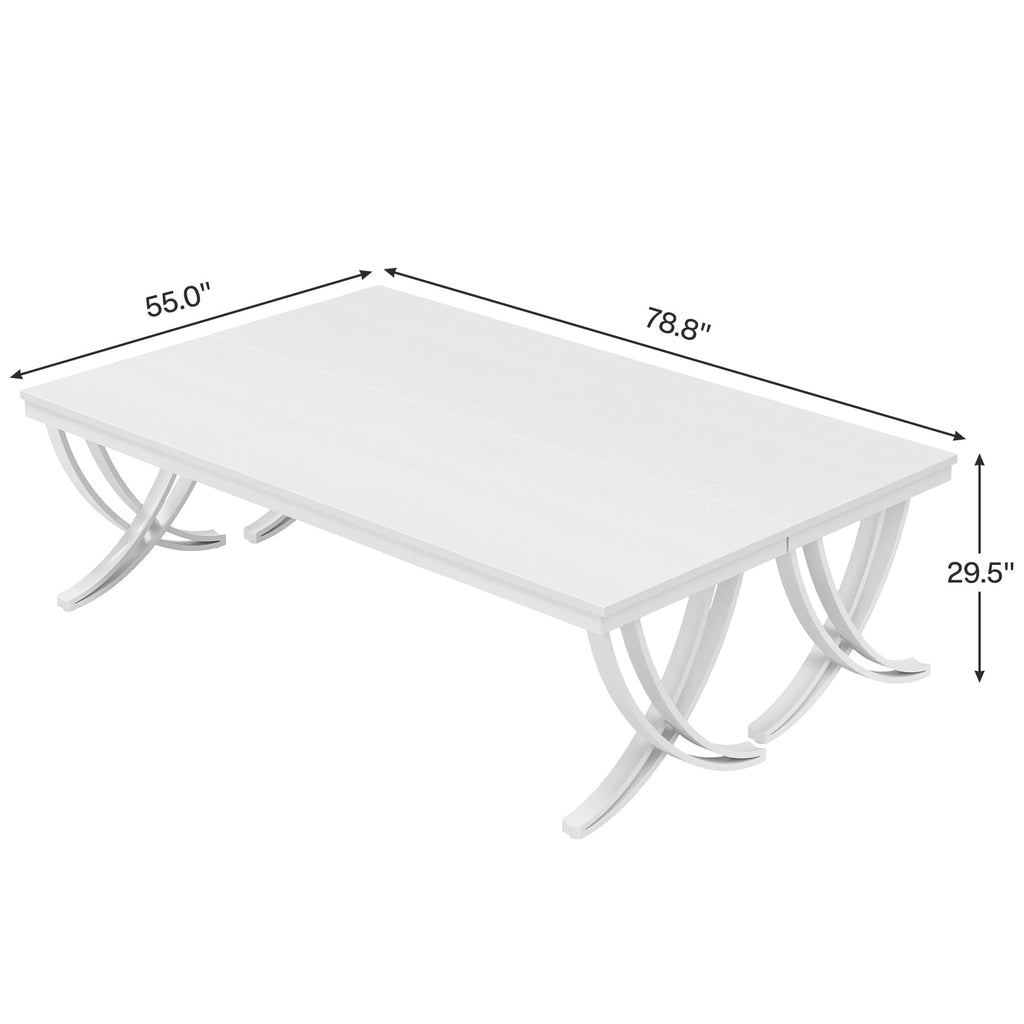 6.5FT Conference Table for 6-8 People, 78 inch Long Rectangular Seminar Table with Strong Metal Frame, Business Furniture Boardroom Desk for Office Meeting Conference Room (2PCS, White)