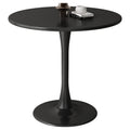 Kasinali Round Dining Table 31.5" Circle Tulip Table with Wood Thickened Tabletop & Sturdy Metal Pedestal Mid Century Modern Leisure Bistro Kitchen Tables 4 People Small Places Living Room Cafe,Black