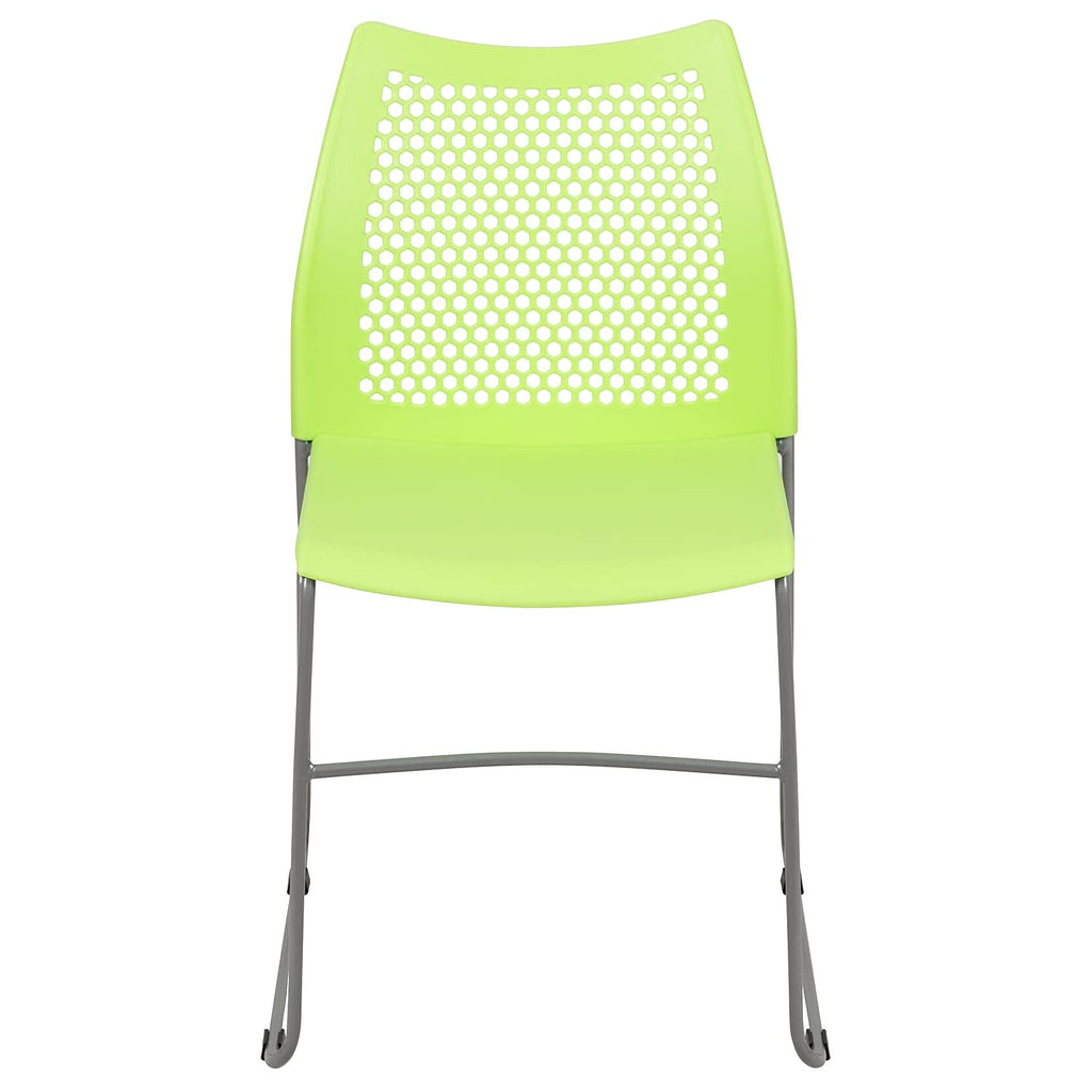 (Set of 5)Hercules Series Contoured Lobby Chairs with Air-Vent Honeycomb Backs, Ergonomic Stacking Chairs for Offices, Green