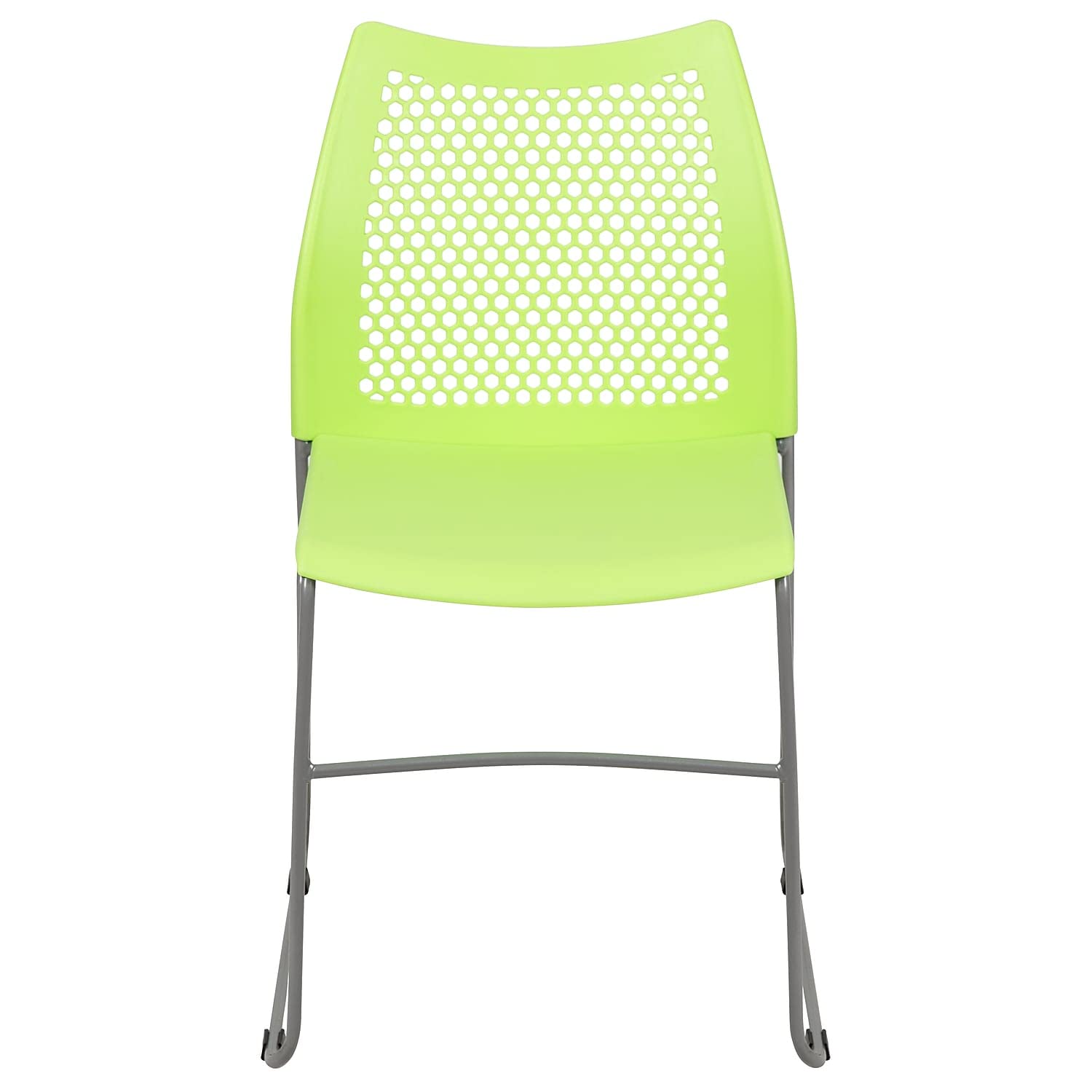 (Set of 5)Hercules Series Contoured Lobby Chairs with Air-Vent Honeycomb Backs, Ergonomic Stacking Chairs for Offices, Green