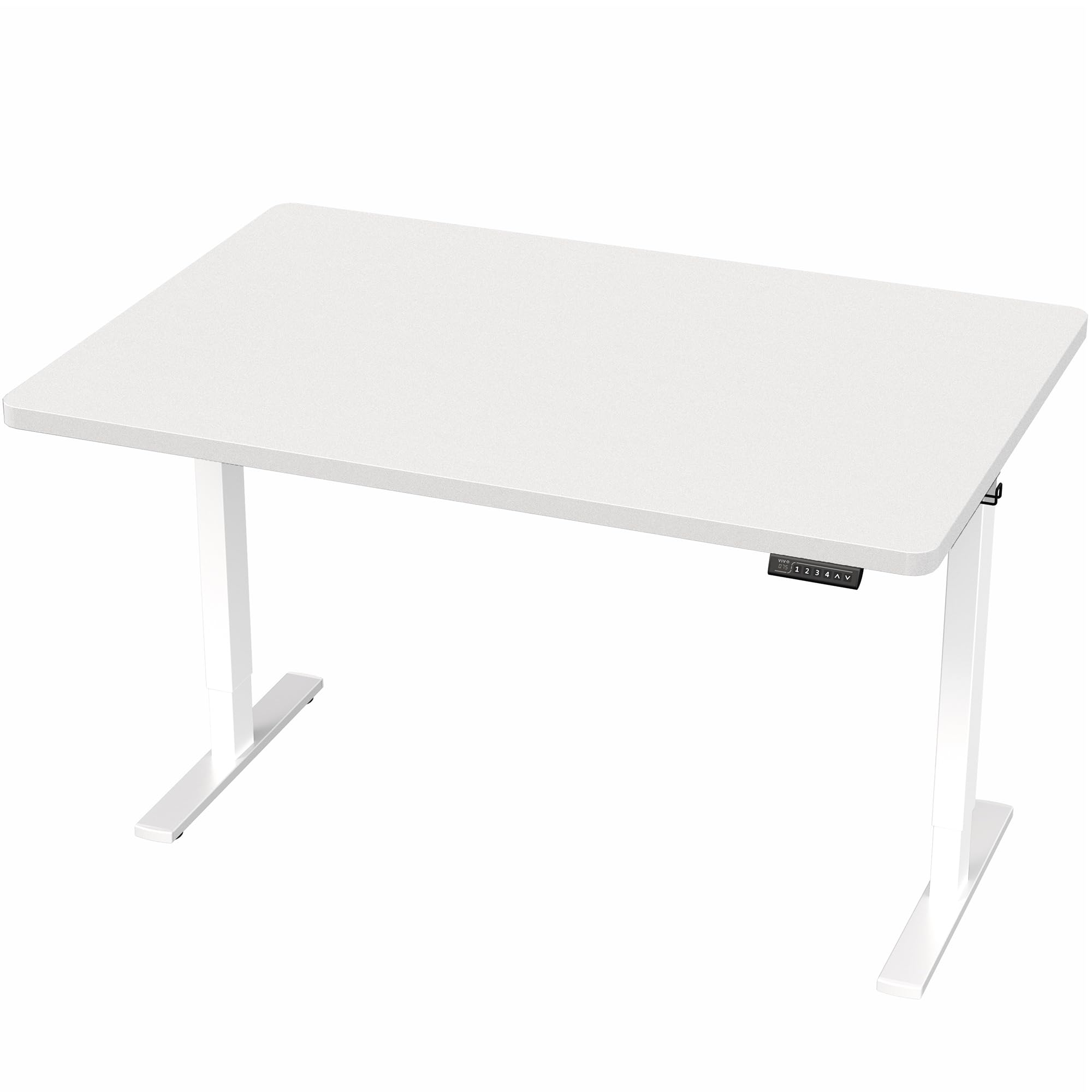 Electric 48 x 30 in Standing Desk, Memory Height Adjustment, 1B Series, Holds 220 lbs, One-Piece White Top, White Frame