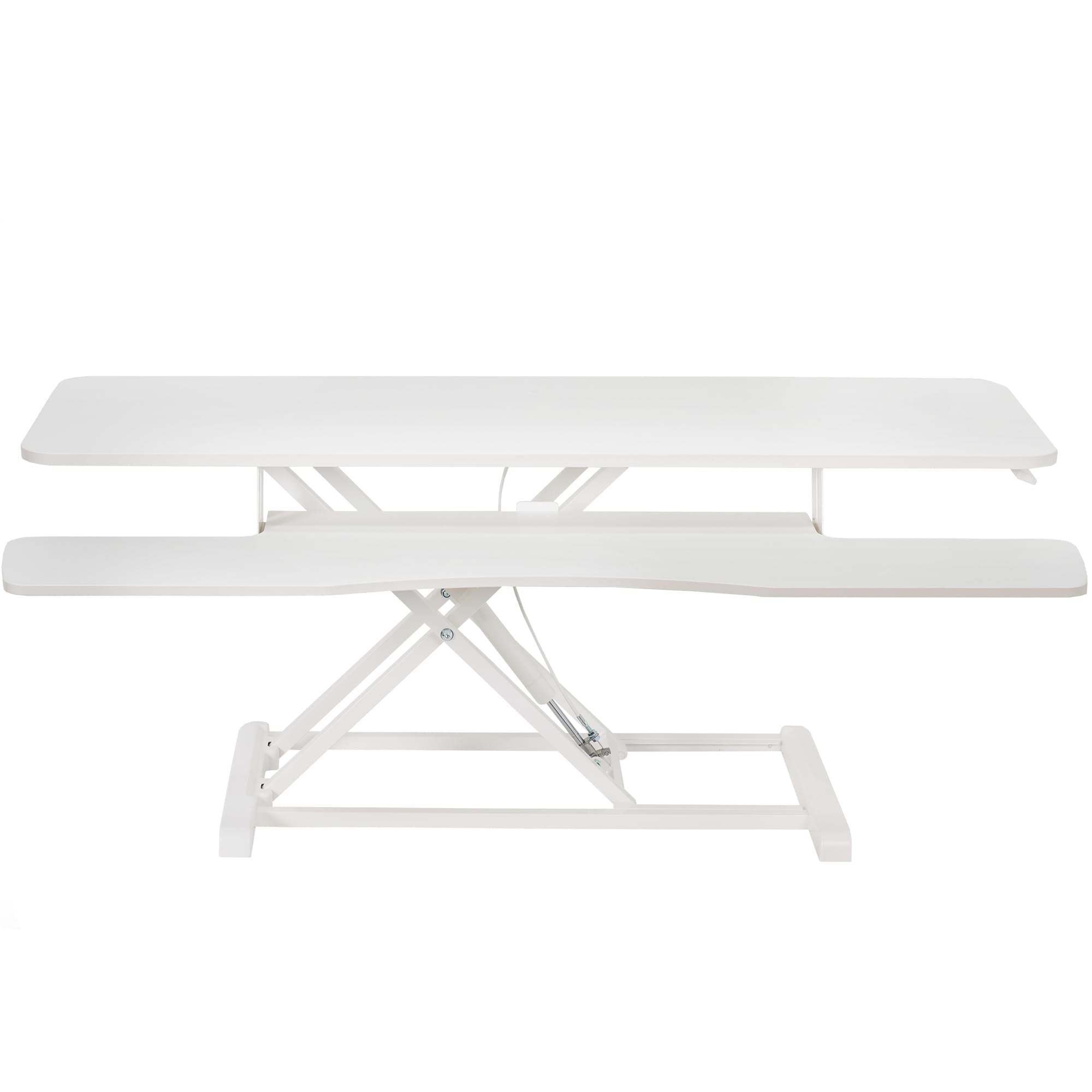 48 inch Desk Converter, K Series, Height Adjustable Sit to Stand Riser, Dual Monitor and Laptop Workstation with Wide Keyboard Tray, White, DESK-V048KW