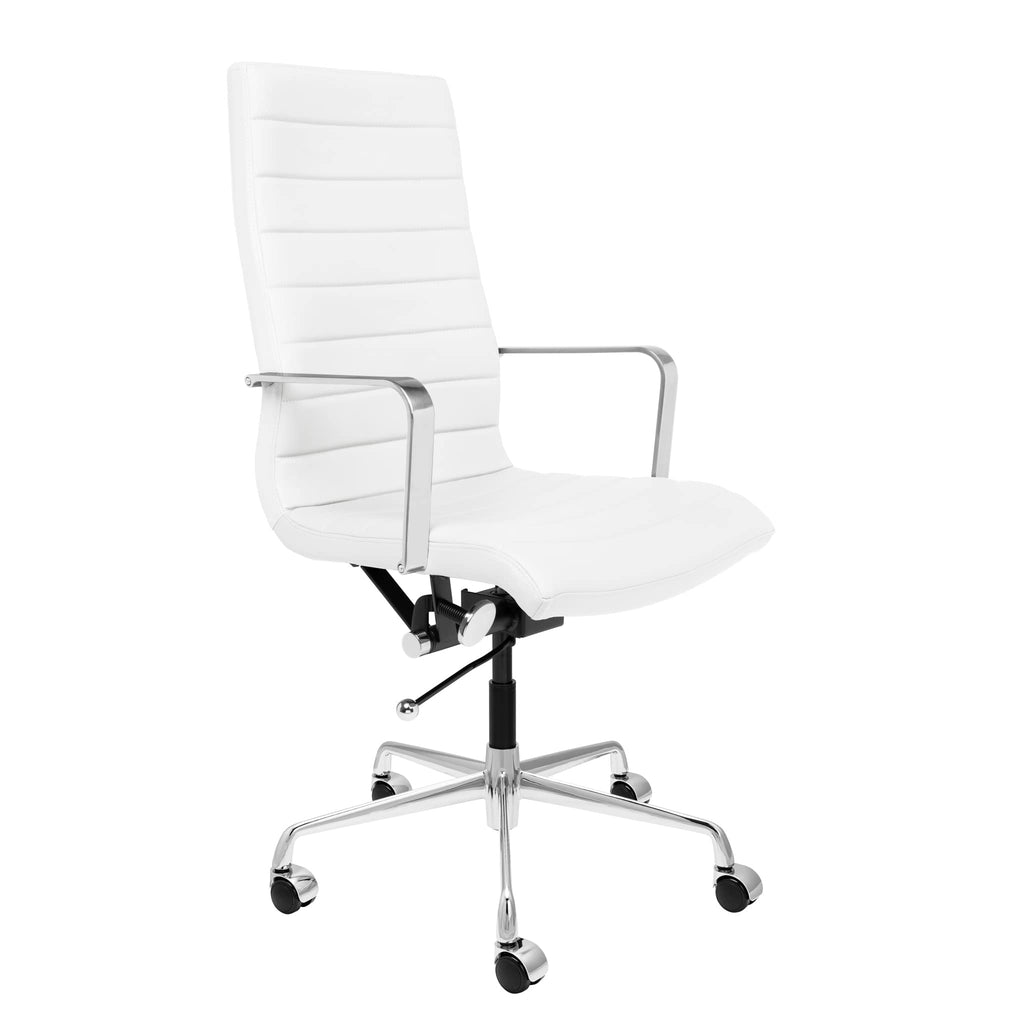 Tall Back Ribbed Management Chair (White)
