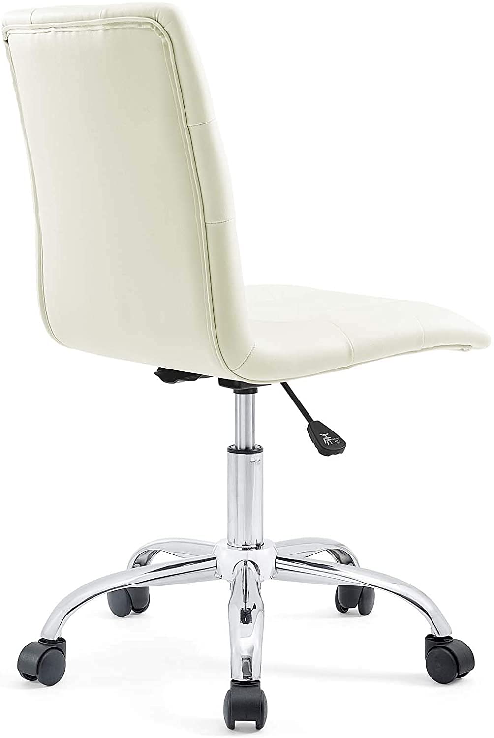 Prim Ribbed Armless Mid Back Swivel Conference Office Chair In White