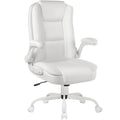 Leather Office Desk Chair,Ergonomic Office Chair with Lumbar Support,Computer Chair,Executive Leather Chair with Padded Flip-up Arm,Adjustable Armrests, Black,275LBS