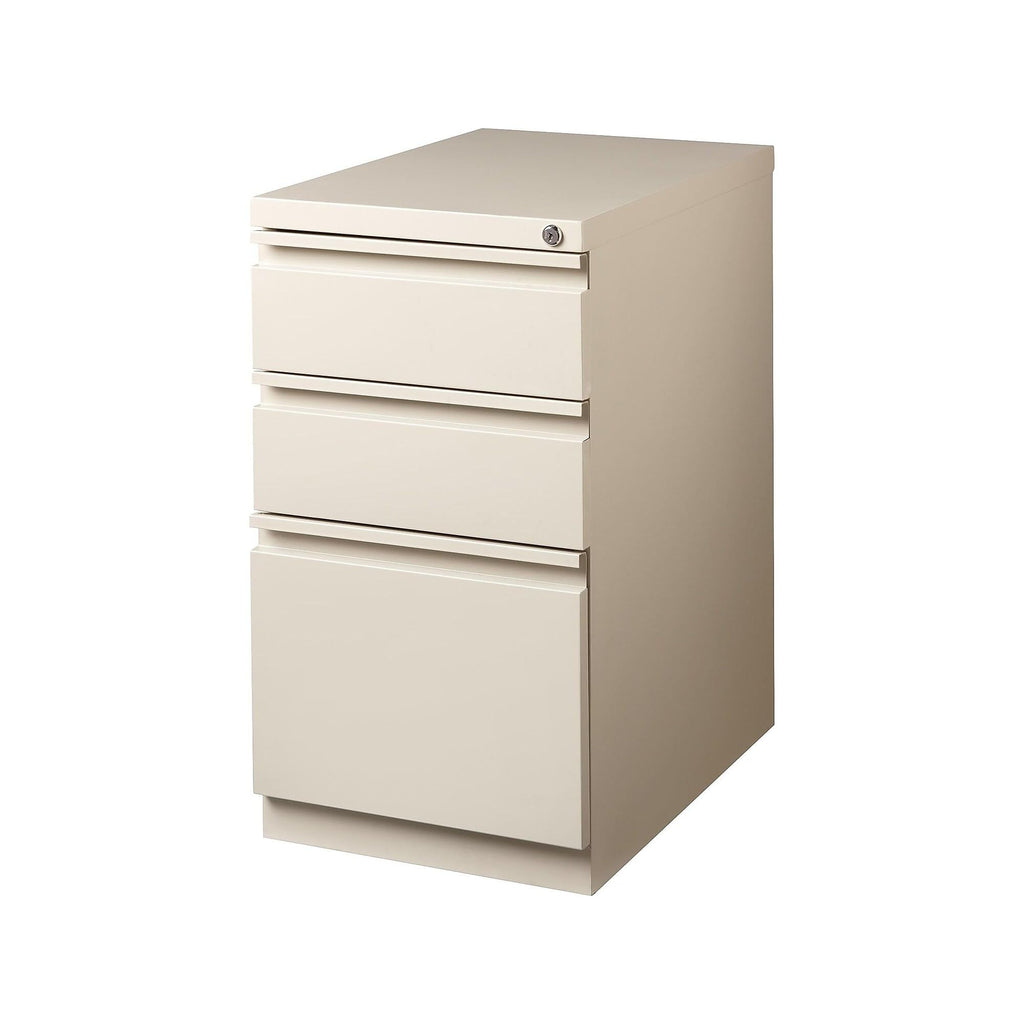 Mobile Pedestal File Cabinet, 3-Drawer, Putty, Wheels