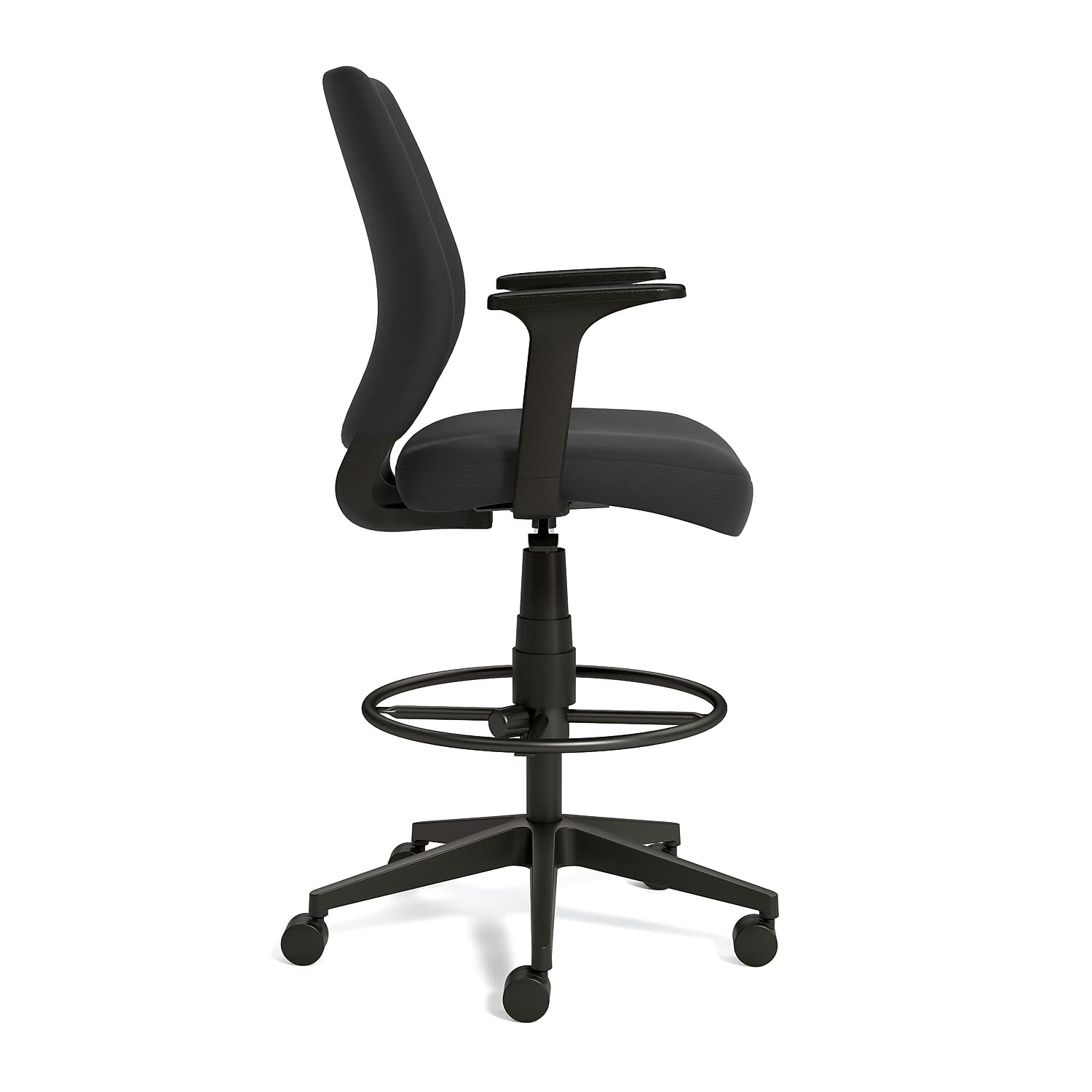 Drafting Stool, Fabric, Footrest, Black