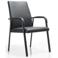 Office Guest Reception Chair 600 lbs Capacity Leather Conference Room Chairs with Padded Armrests No Wheels Desk Chair Black